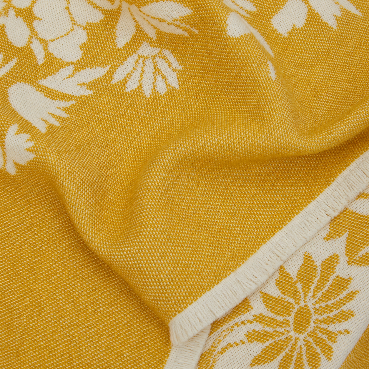 Golden Yellow Floral Wool Throw