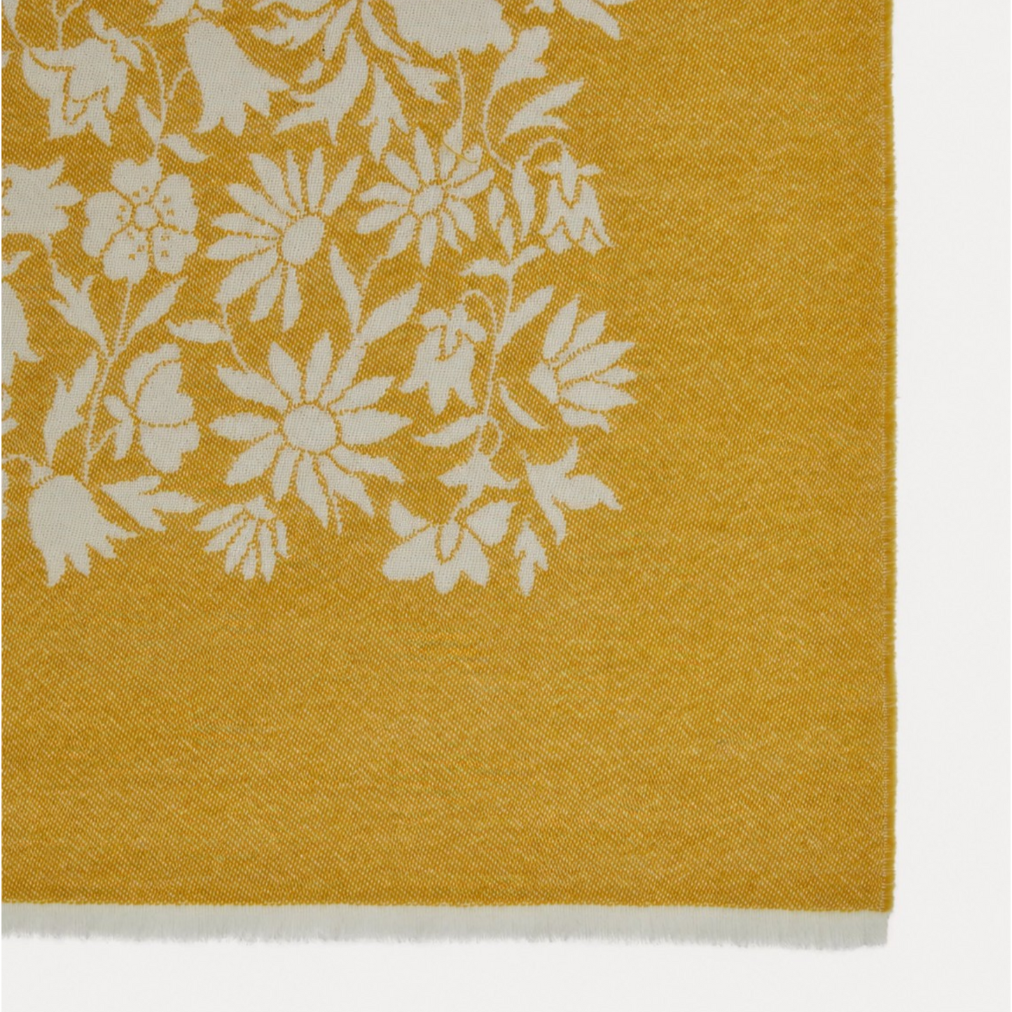 Golden Yellow Floral Wool Throw