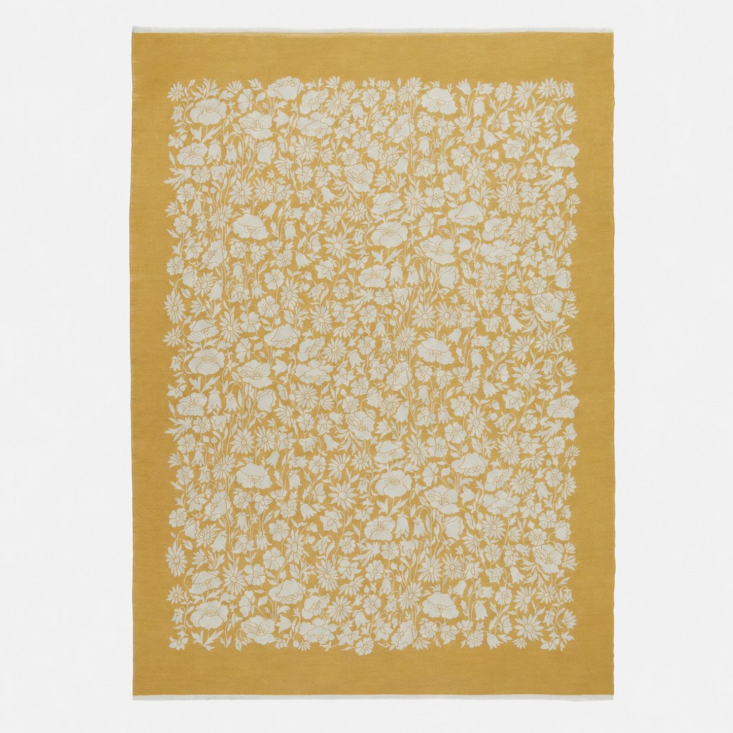 Golden Yellow Floral Wool Throw