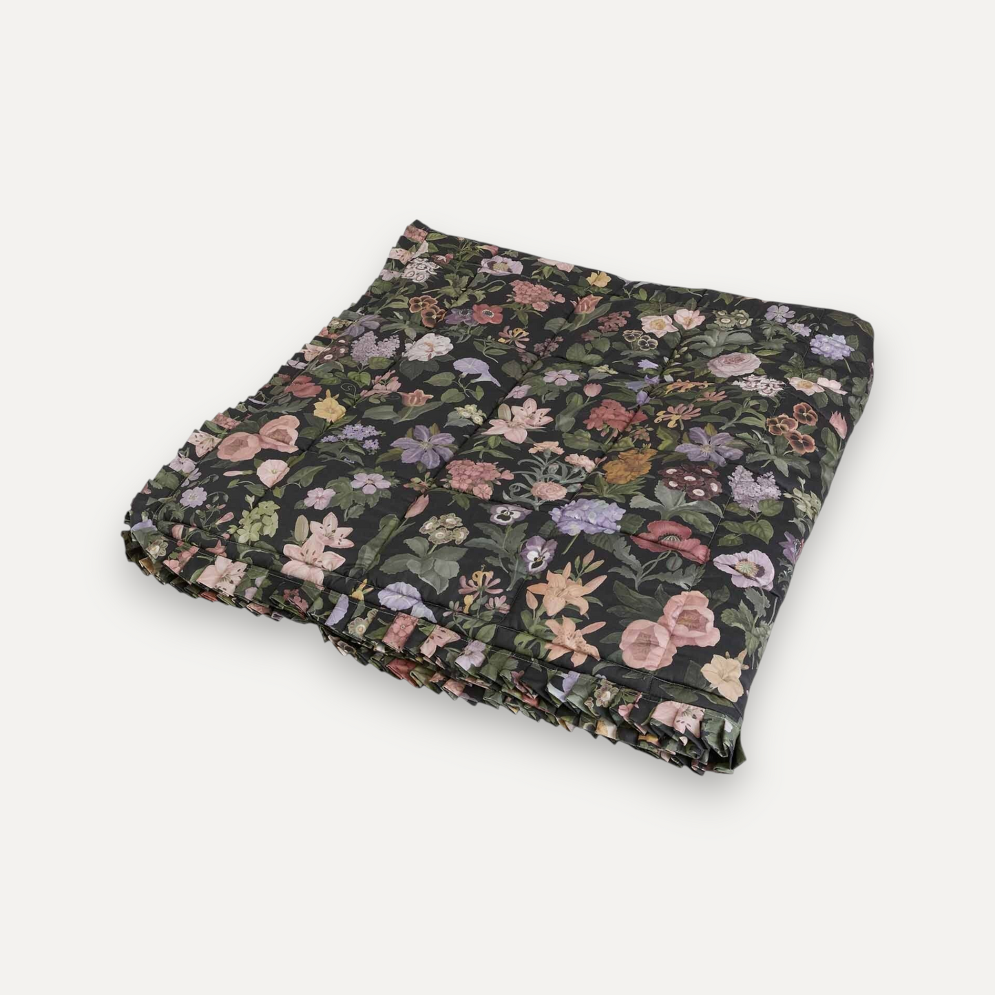 Black Gothic Floral Cotton Sateen Quilt