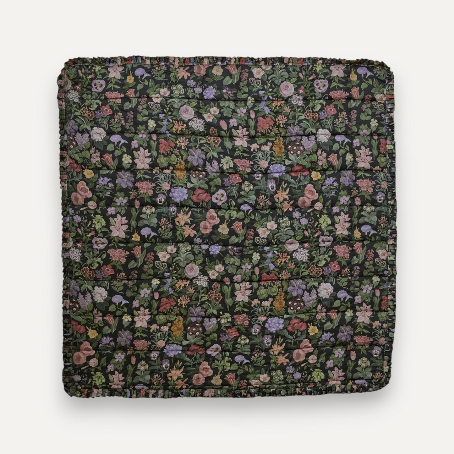 Black Gothic Floral Cotton Sateen Quilt