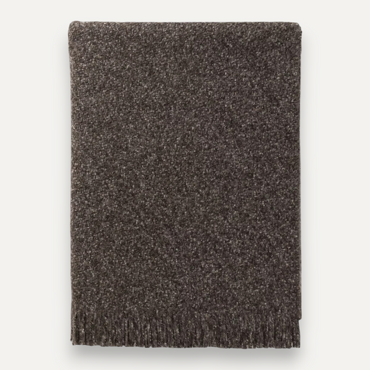 Charcoal Bouclé Cashmere-Silk Throw