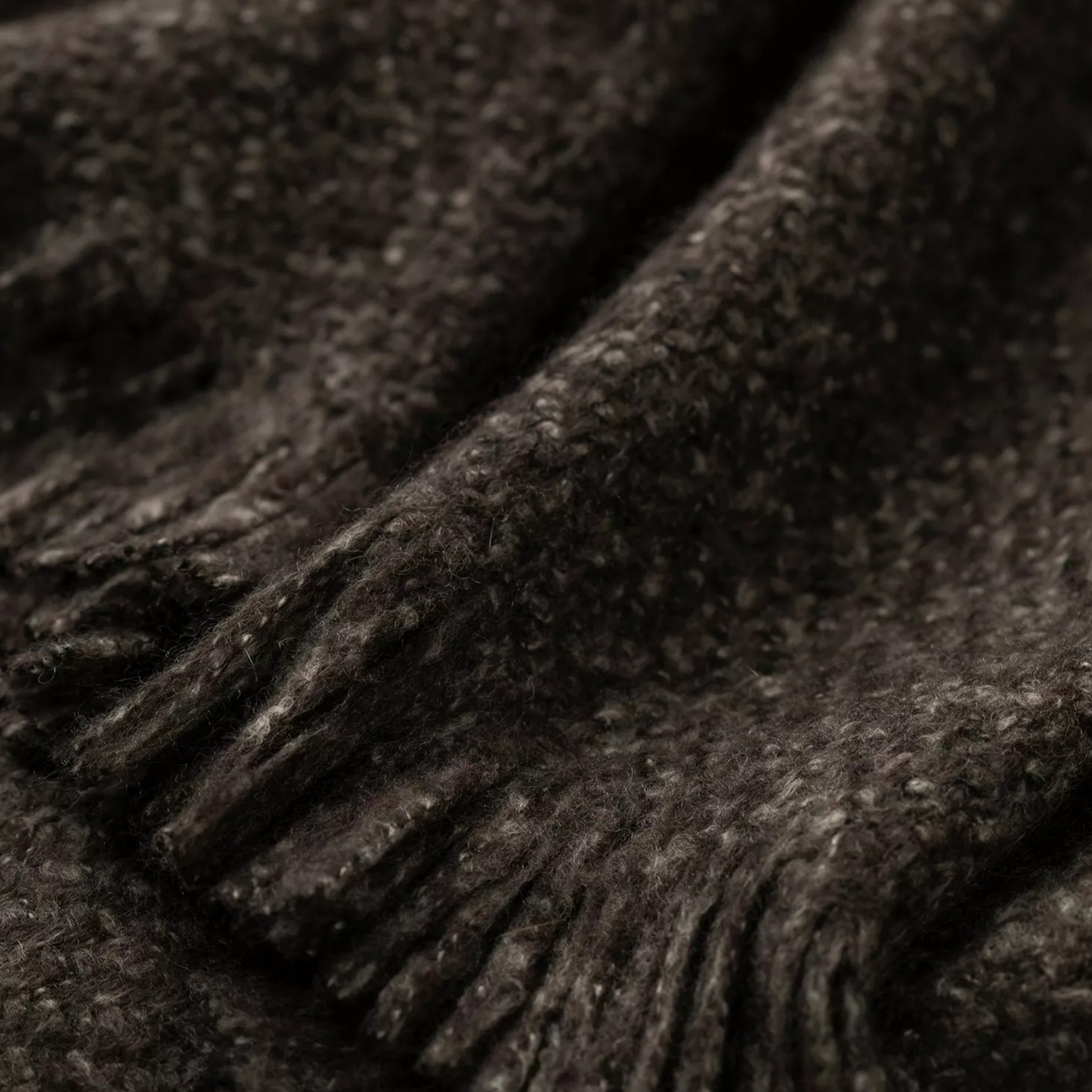 Charcoal Bouclé Cashmere-Silk Throw