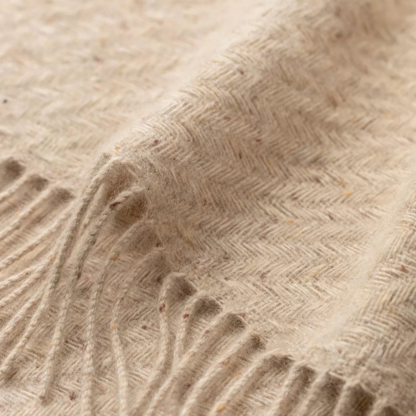 Cream Dun Textured Cashmere Throw