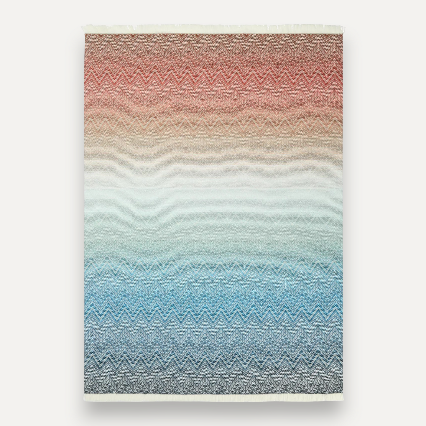 Blue Multicolour Chevron Wool Throw
