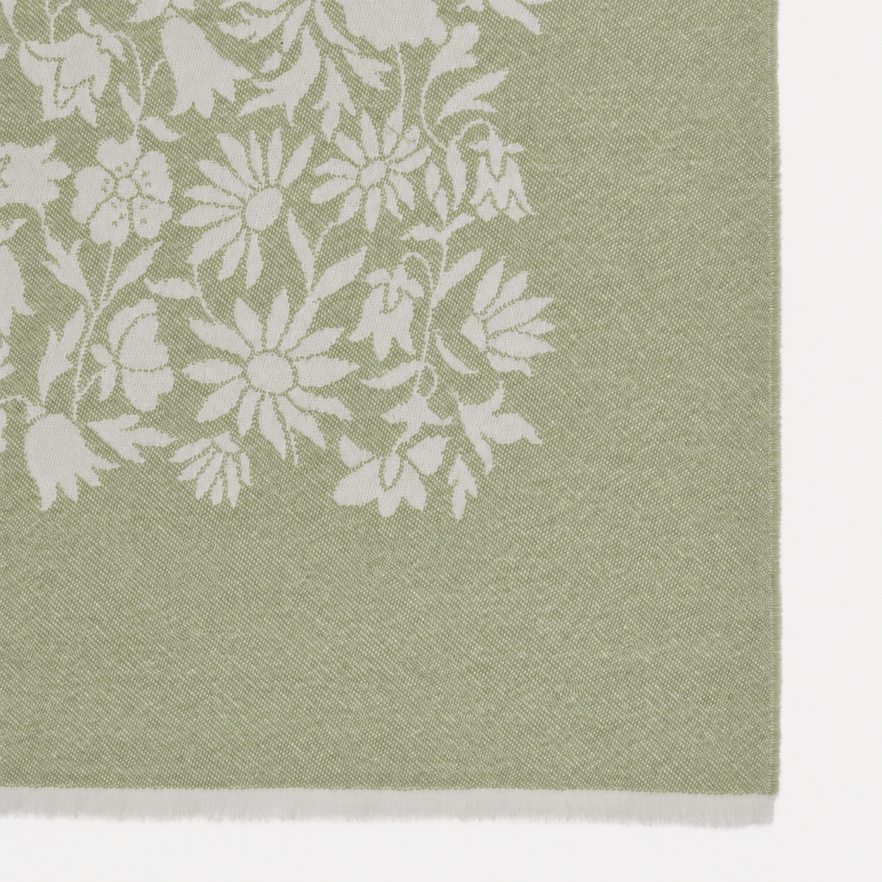 Sage & Cream Floral Wool Throw