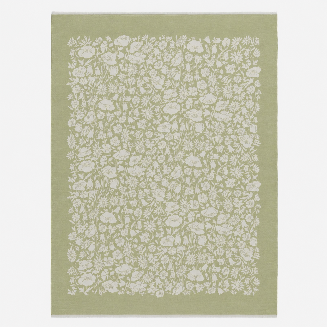 Sage & Cream Floral Wool Throw