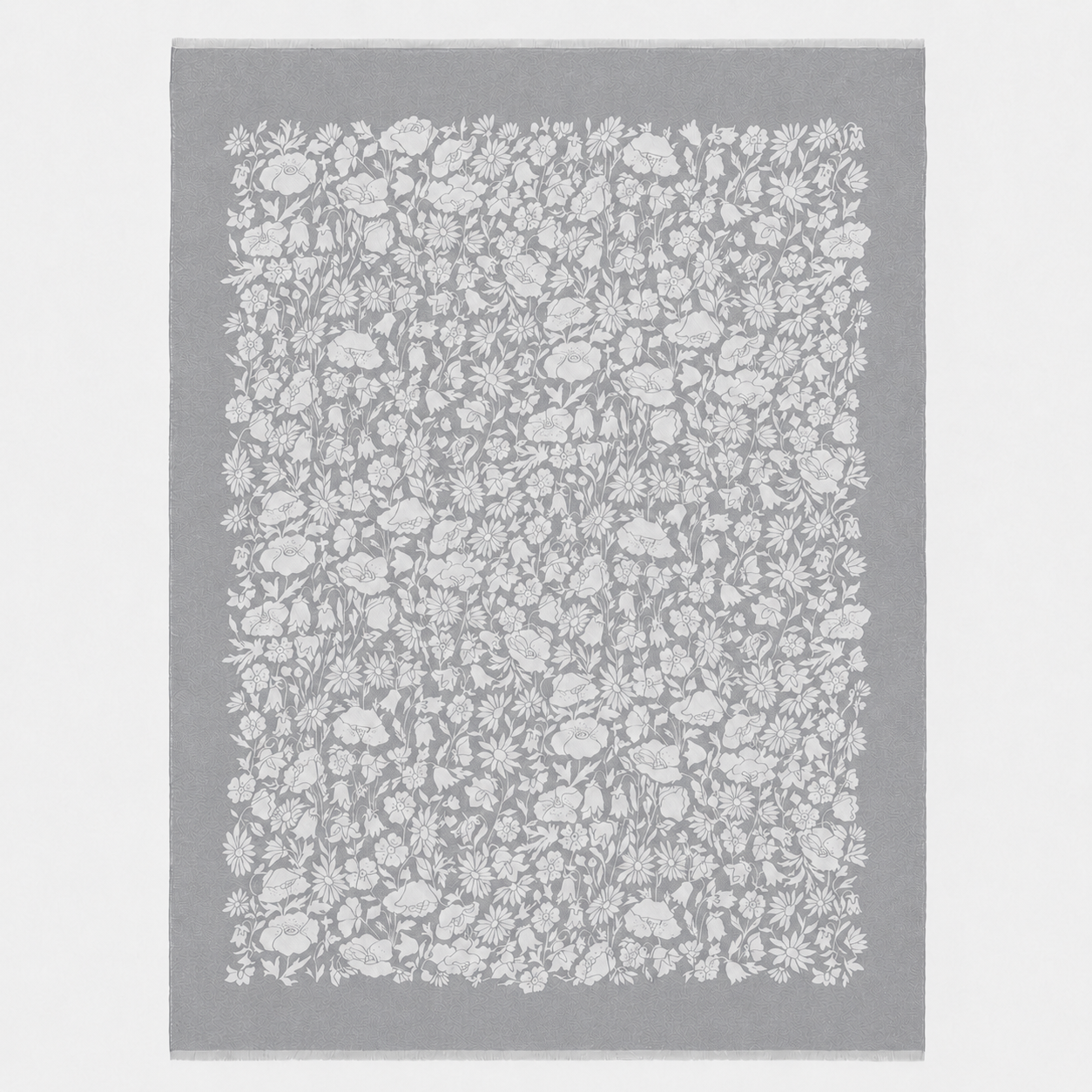 Grey & Cream Floral Wool Throw