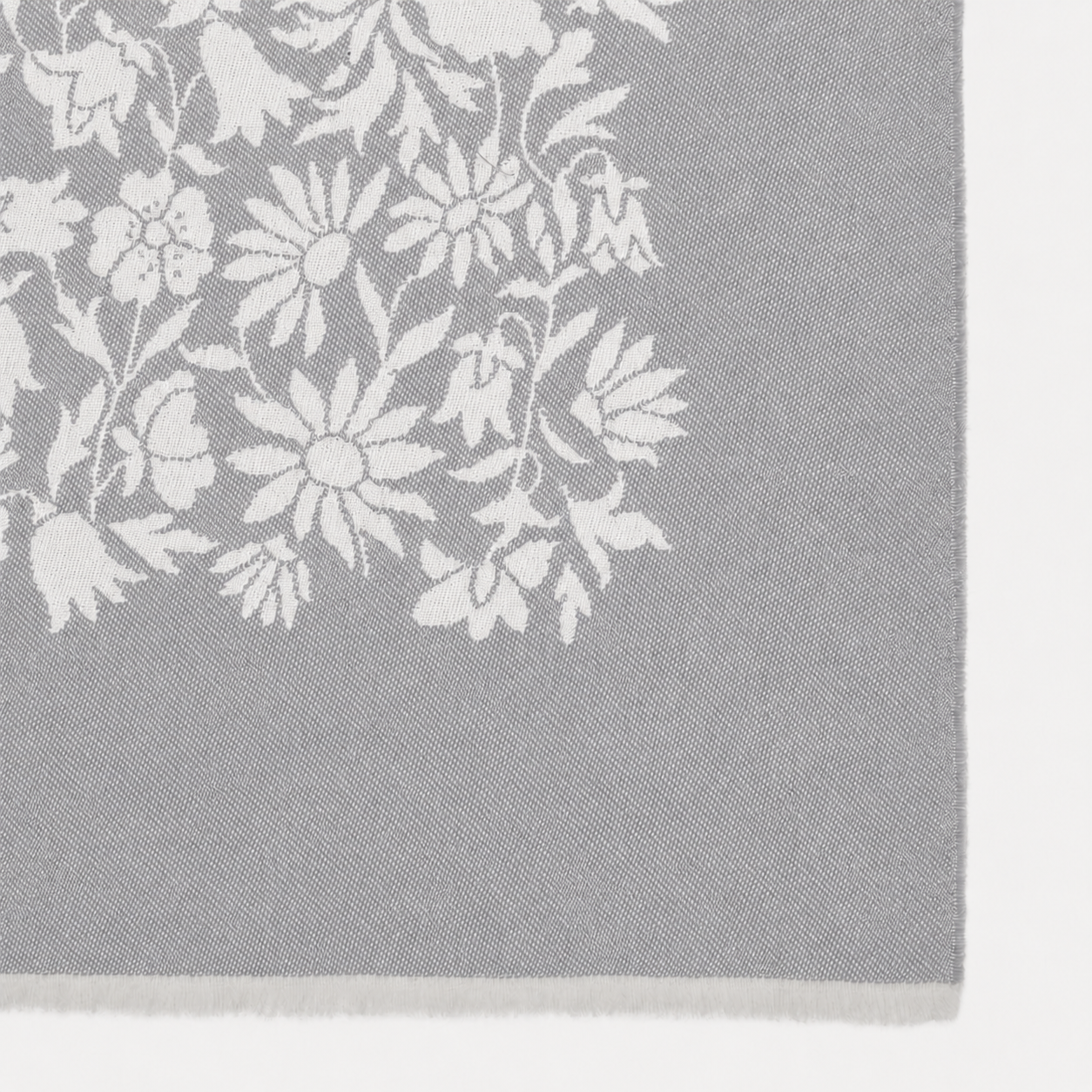 Grey & Cream Floral Wool Throw