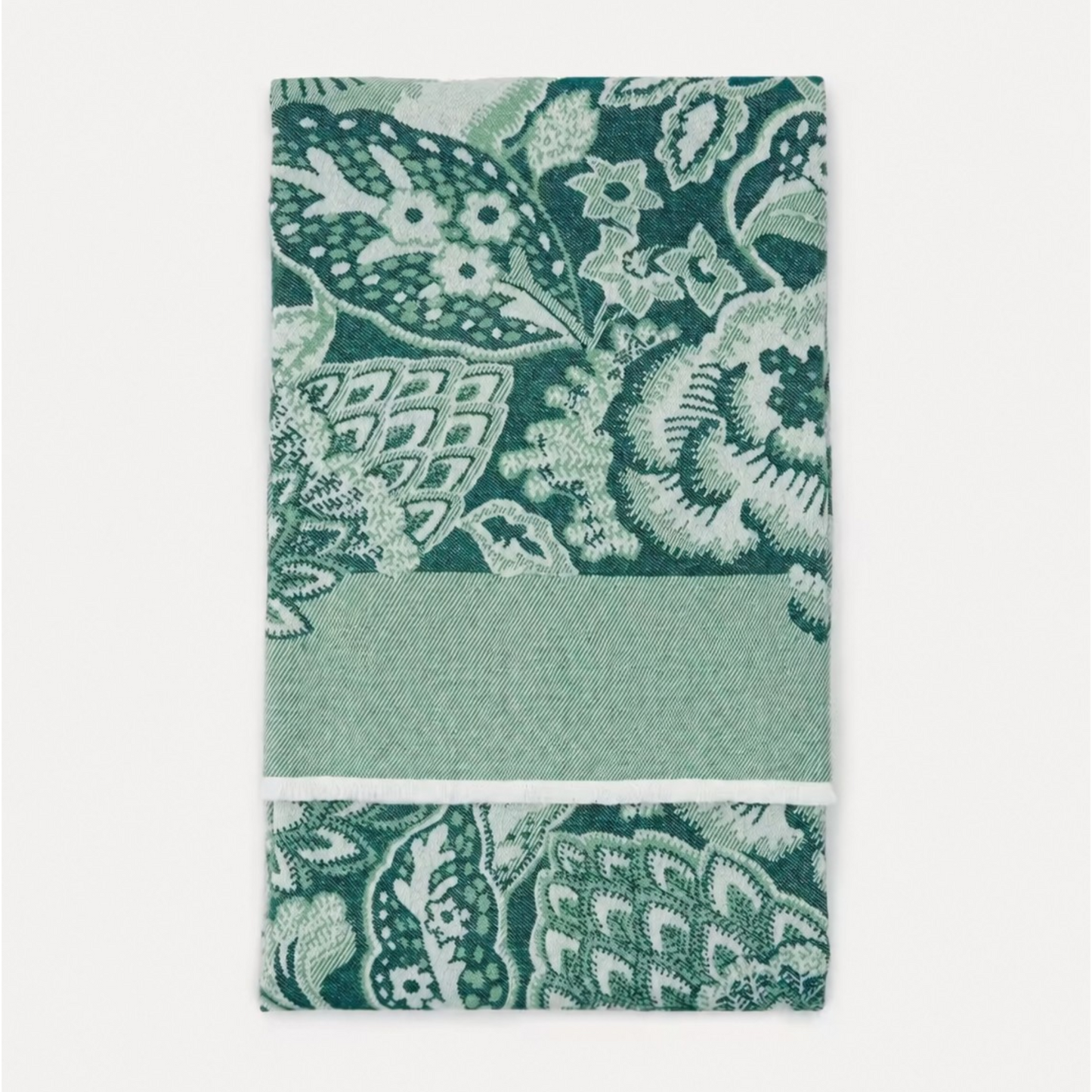 Green Stylised Floral Wool Throw