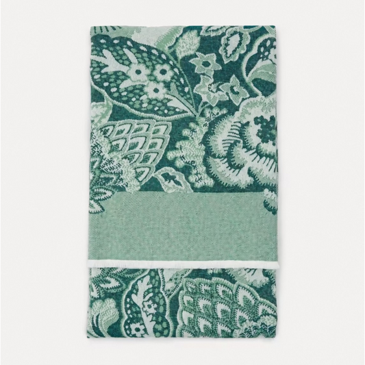 Green Stylised Floral Wool Throw