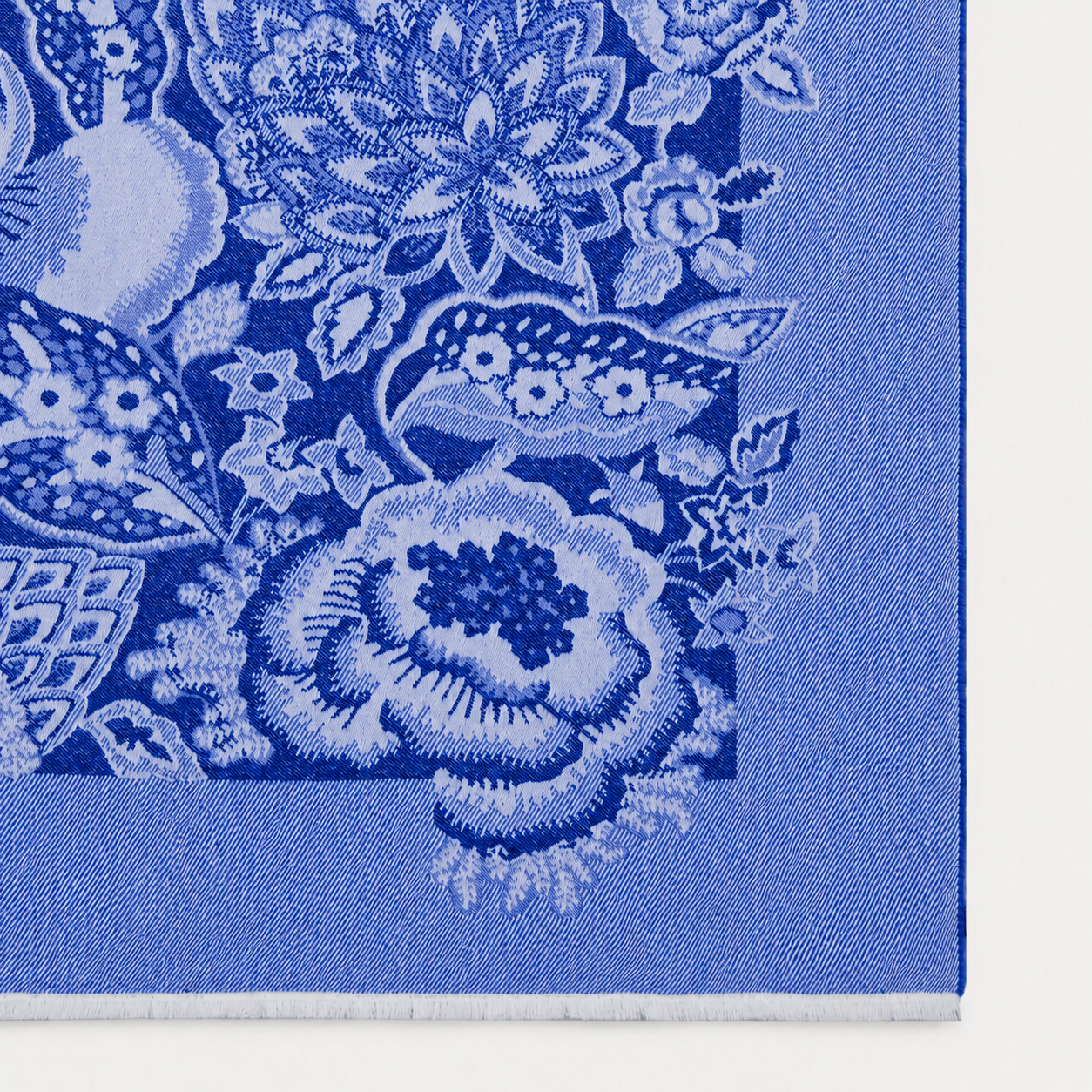 Navy Stylised Floral Wool Throw