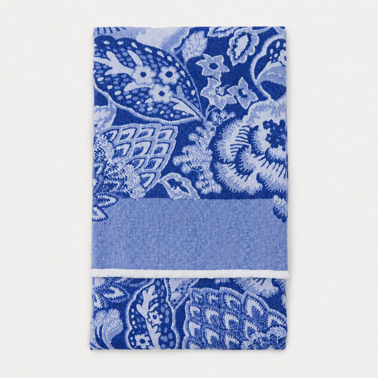 Navy Stylised Floral Wool Throw