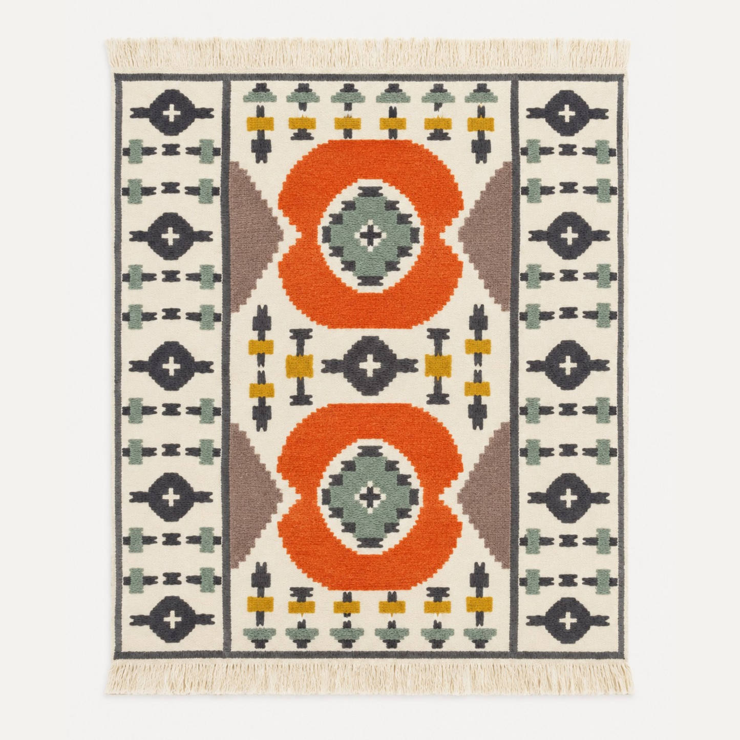 Bright Multicolour Embroidered Wool Throw